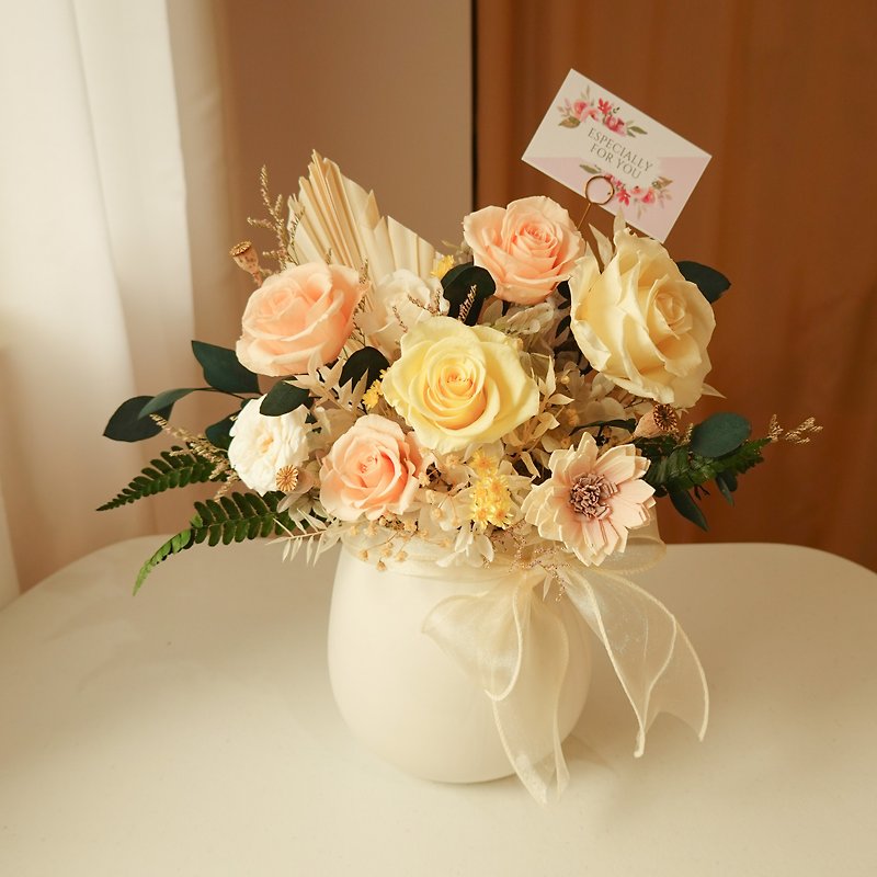 Preserved Flower Potted Flowers - Peach Yellow - Dried Flowers & Bouquets - Plants & Flowers Yellow