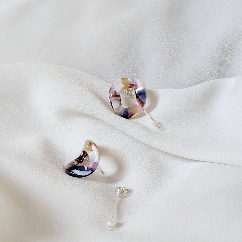 Blooming Bauhinia-925 Sterling Silver Earrings - Earrings & Clip-ons - Acrylic Purple
