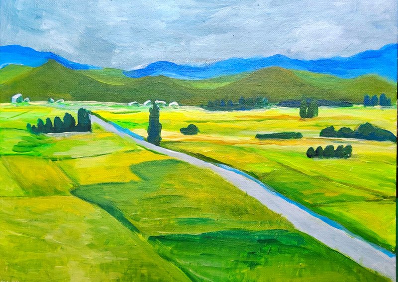 野原の道 - ポスター・絵 - 紙 グリーン