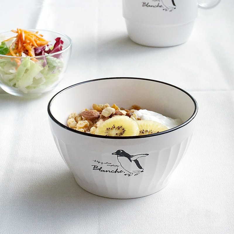 Blanche Salad Bowl M-Size 550ml 12.5cm Cereal Green Granola Noodle Made In Japan - 茶碗・ボウル - プラスチック ホワイト