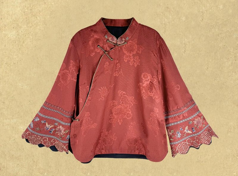 Autumn-inspired new Chinese retro Xiangyun yarn top blouse - เสื้อผู้หญิง - ผ้าไหม หลากหลายสี