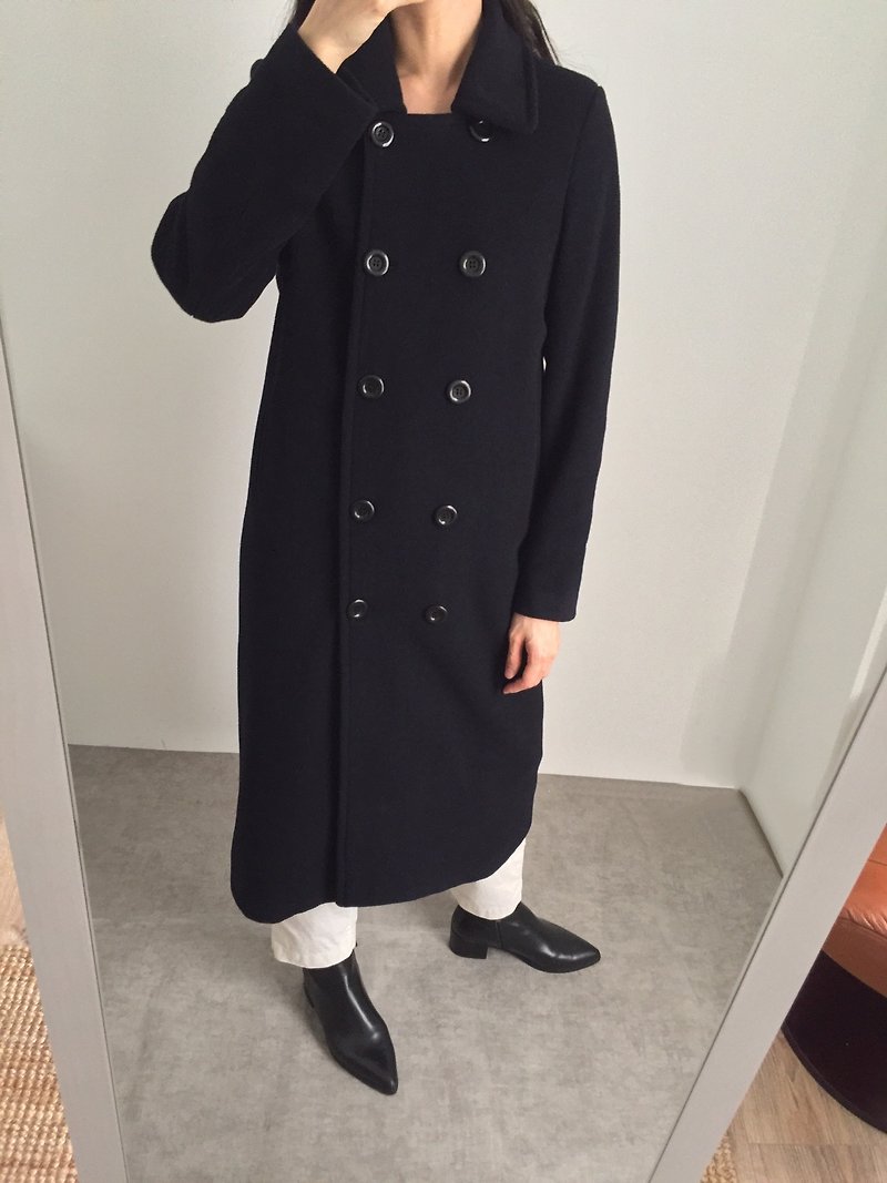 DARIA COAT navy blue double-breasted lapel wool coat*More colors to choose from* - เสื้อแจ็คเก็ต - ขนแกะ 