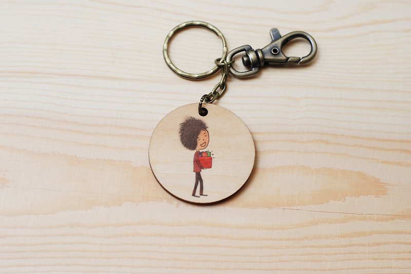 Key ring - happiness yourself - Keychains - Wood Brown