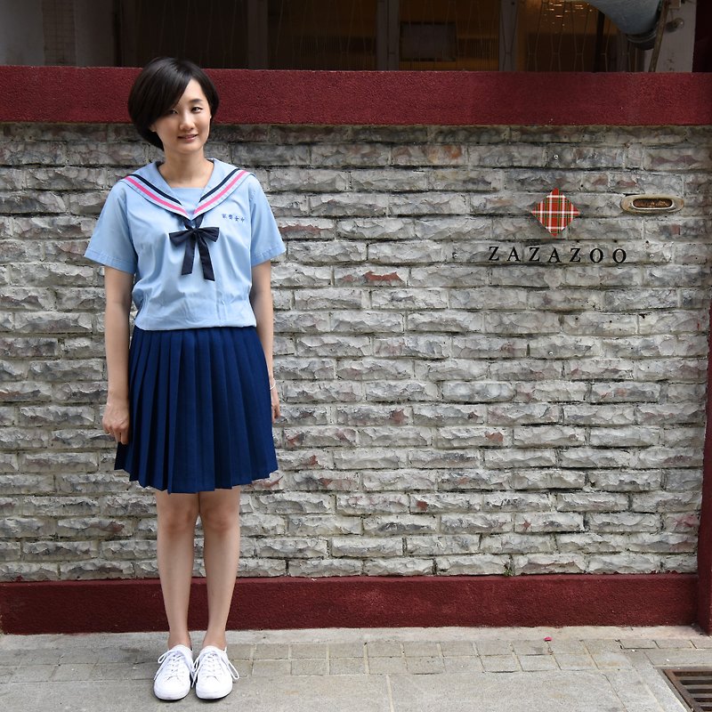 [China-US Uniforms]-Jiaqi High School*Taiwan's most beautiful college uniforms (tops and skirts are sold separately) - ชุดเดรส - ผ้าฝ้าย/ผ้าลินิน สีน้ำเงิน
