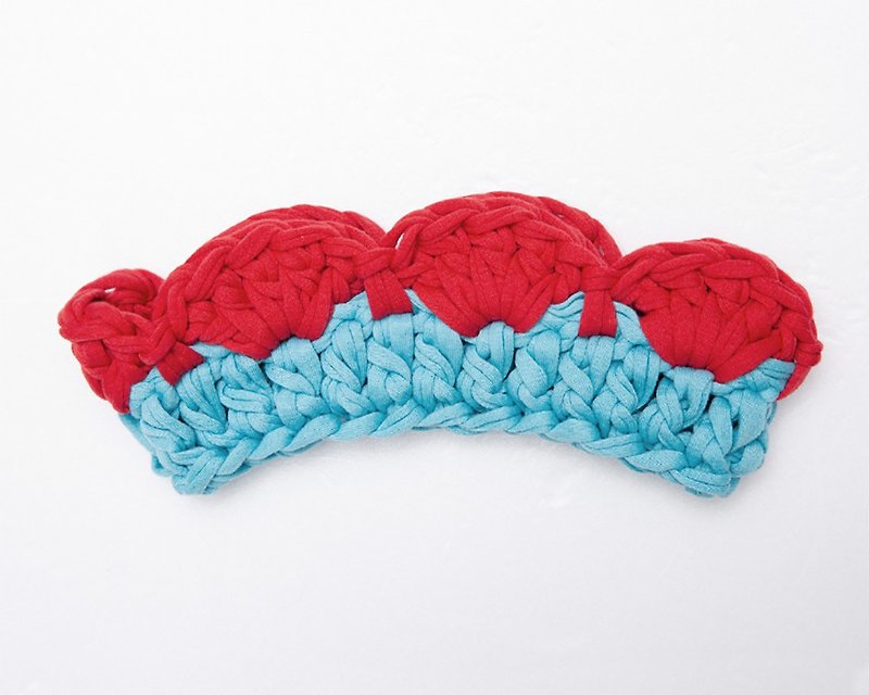 13 fingers' / petal hair band / red + water blue - Headbands - Cotton & Hemp Red