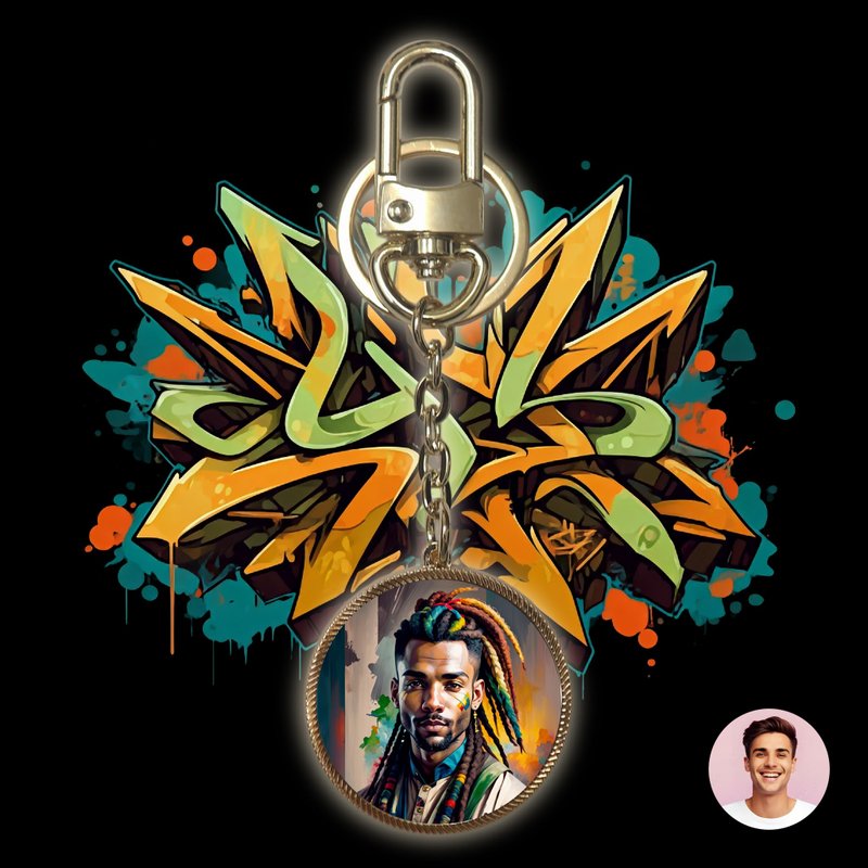 OneMe AI-generated Caricature Metal Key Holder(Artwork included) - Charms - Other Metals 