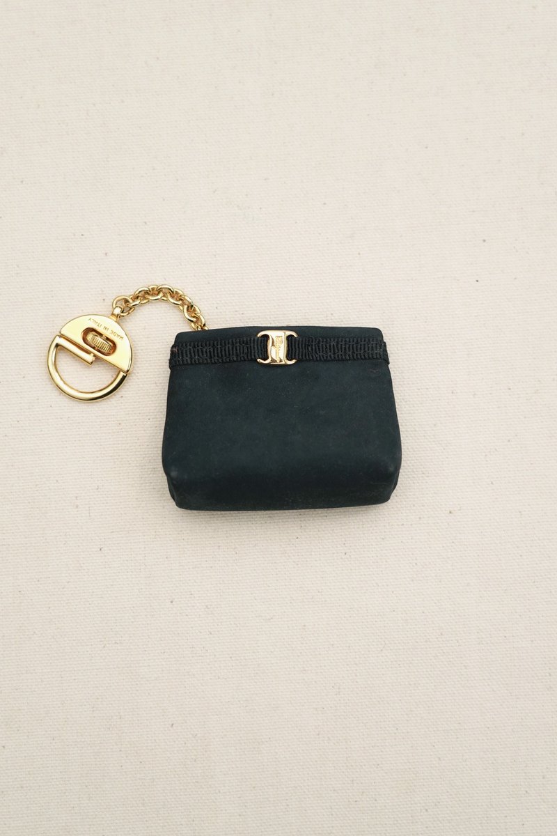 A ROOM MODEL - Salvatore Ferragamo black keychain coin purse - Coin Purses - Genuine Leather Black