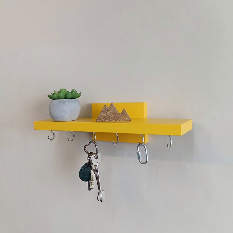 Minimalistic floating wooden shelf in scandinavian style - 層架/置物架/置物籃 - 木頭 紫色