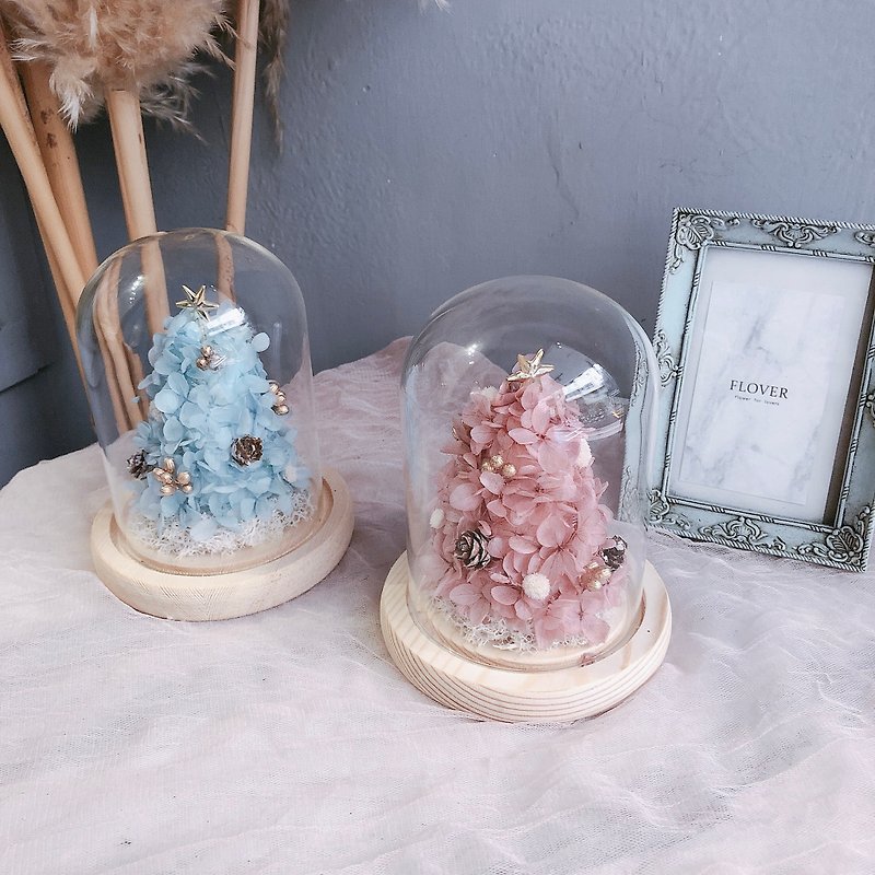 永生繡球聖誕樹玻璃花盅 - 裝飾/擺設  - 植物．花 