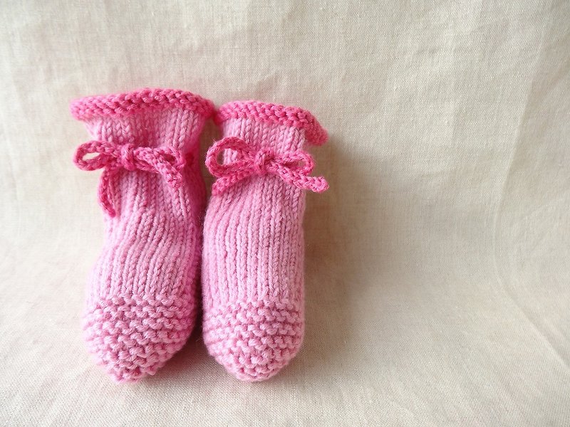 6M～ ●有機素材● 寶寶鞋 寶寶襪 ROWAN 羊毛 × 棉 220 - 彌月禮盒 - 其他材質 粉紅色