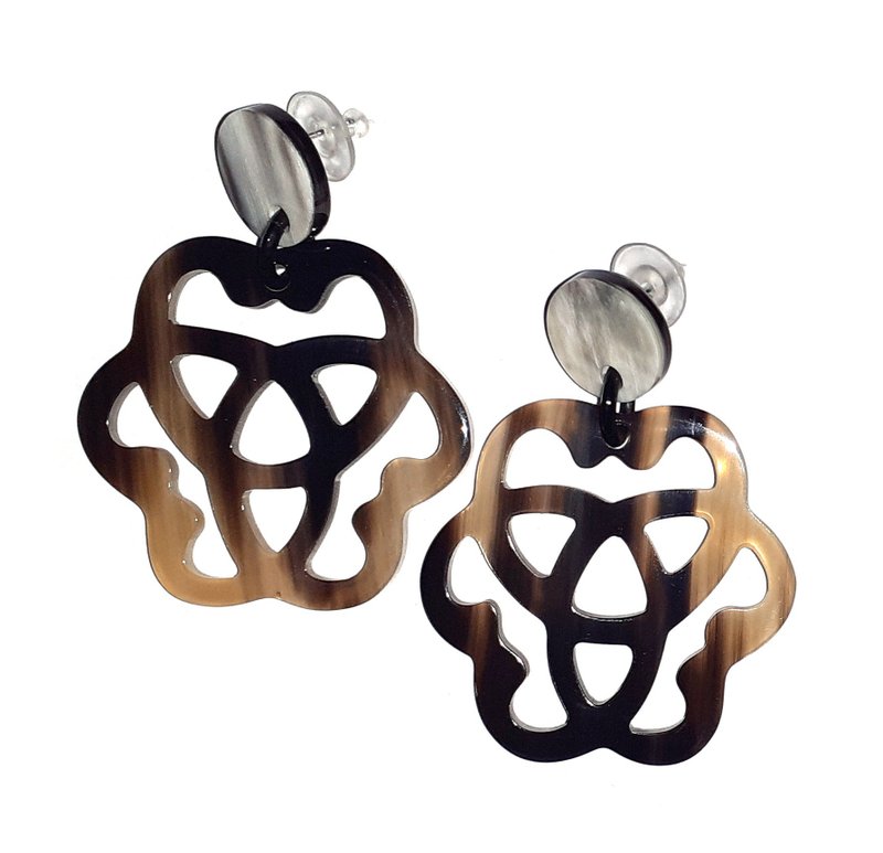 Stud Earrings for Women Jewelry Gifts for Her Handmade from Buffalo Horn - 耳環/耳夾/耳骨夾 - 環保材質 咖啡色