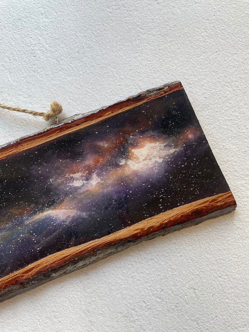 Galaxy style long birch with tree bark hanging decoration - Items for Display - Wood 