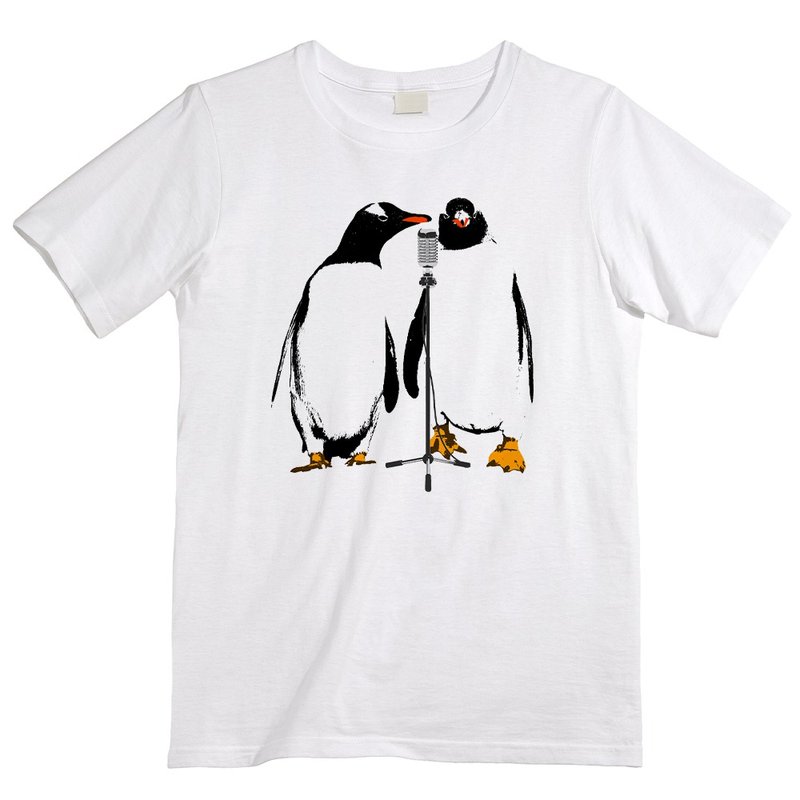 Tシャツ / comedian penguin - 男 T 恤 - 棉．麻 白色
