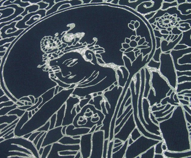 日本製アートTシャツ 仏教Tシャツ 観音 綿100% ユニセックス 紺