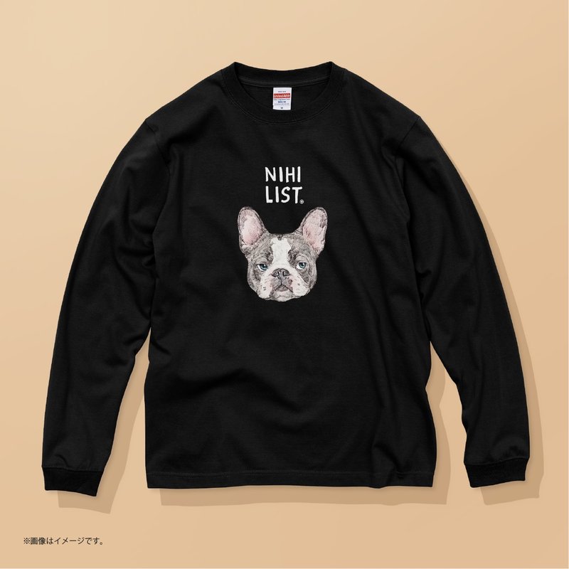 The nihilistic dog  /コットンTシャツ - 女 T 恤 - 棉．麻 黑色
