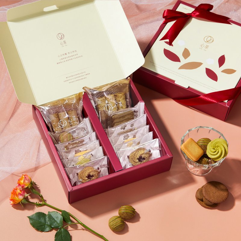 【心茶X七見櫻堂】喜餅禮盒 濃茶系甜點 12入 | 客製化禮盒 - 手工餅乾 - 新鮮食材 多色