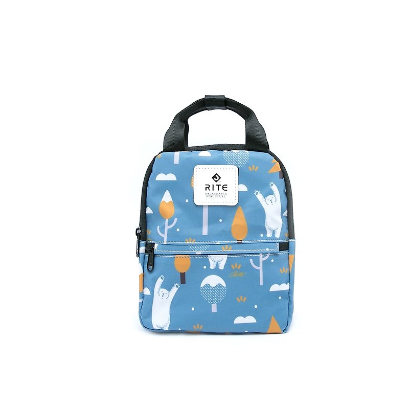 [RITE] Le Tour Series-Dual-use Mini Backpack-Swing Bear - กระเป๋าเป้สะพายหลัง - วัสดุกันนำ้ สีน้ำเงิน