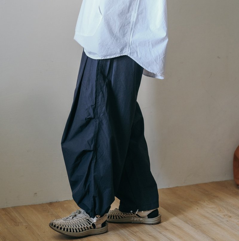 Green Forest Berry Rope Cocoon Wide Pants - 2 Colors - Urban Japanese Blue - Women's Pants - Other Man-Made Fibers Blue