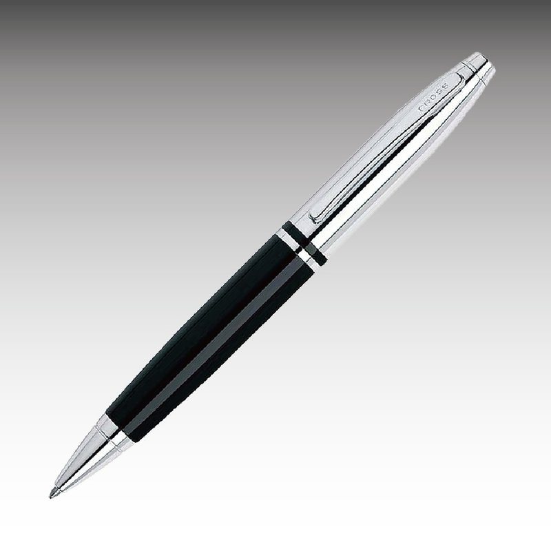 CROSS凱樂系列亮黑銀帽原子筆免費刻字  (原廠正貨) - 原子筆/中性筆 - 其他金屬 銀色
