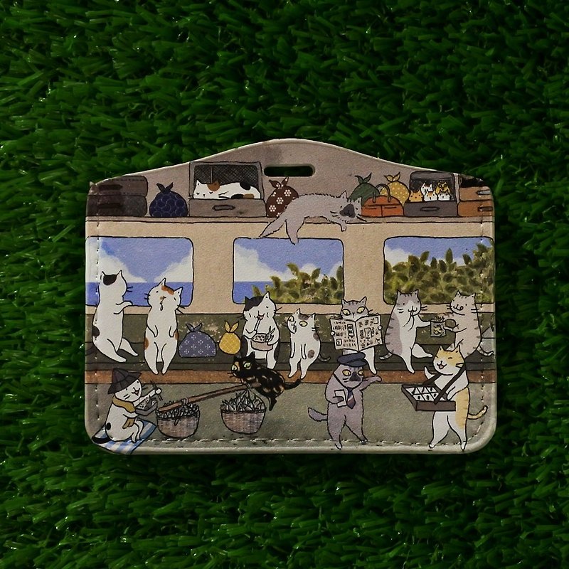 3 Cat Shop〜Train Bentoチケットホルダー（イラストレーター：Miss Cat） - パスケース - 合皮 