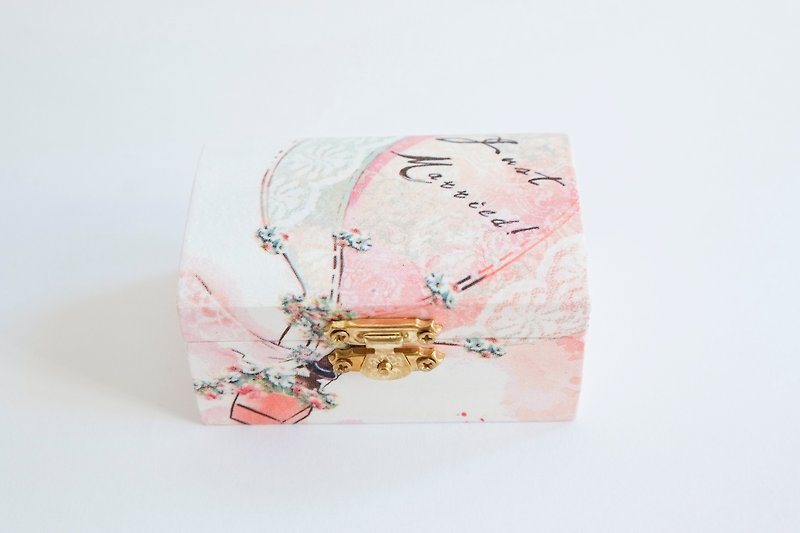 カスタマイズされた署名手作り-結婚式/婚約指輪ボックス - リング - 木製 ピンク
