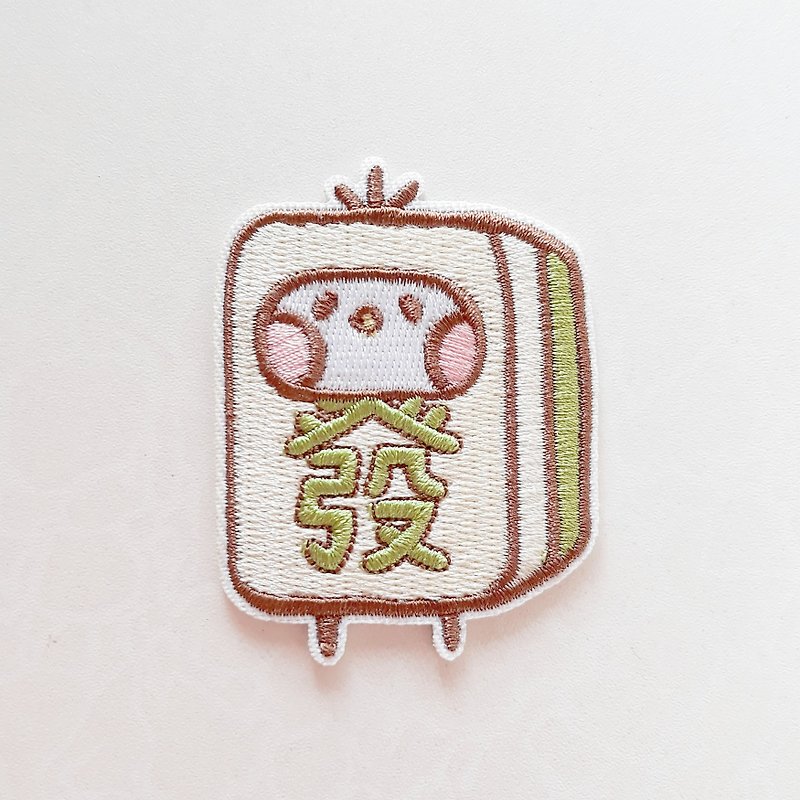 Mahjong (Green dragon) Embroidered Patches - Badges & Pins - Thread Green