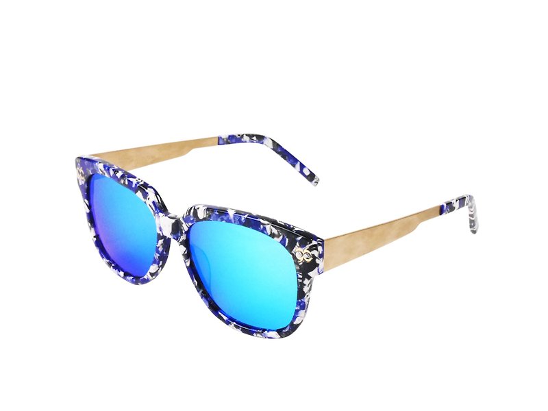 YUYU-CHANGCHIAYU MAEBLE Fashion Mirror Sunglasses-Marble Blue - กรอบแว่นตา - วัสดุอื่นๆ 