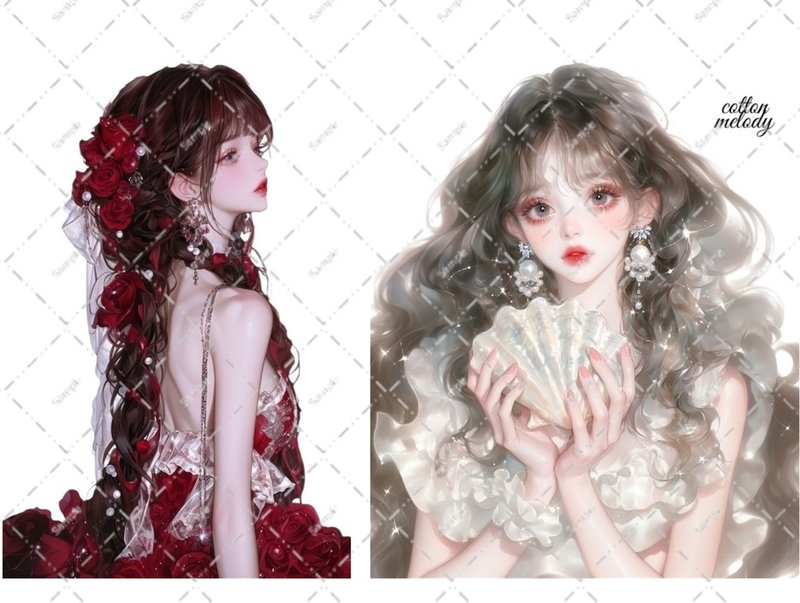 original sticker no.5843 人物ステッカー オリジナルステッカー 人物ステッカー 女の子ステッカー オリジナル人物ステッカー - 貼紙 - 紙 