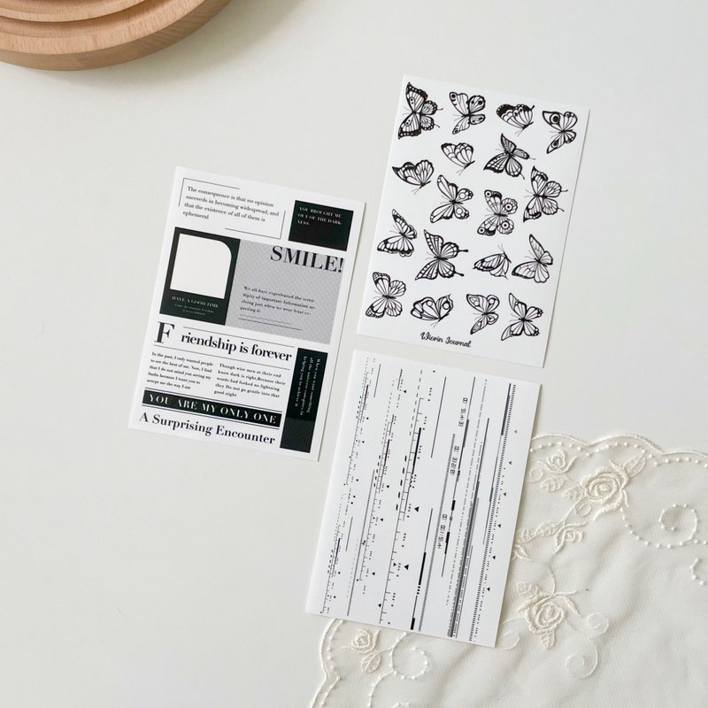 Emotional lettering ruler butterfly transparent sticker - 貼紙 - 紙 