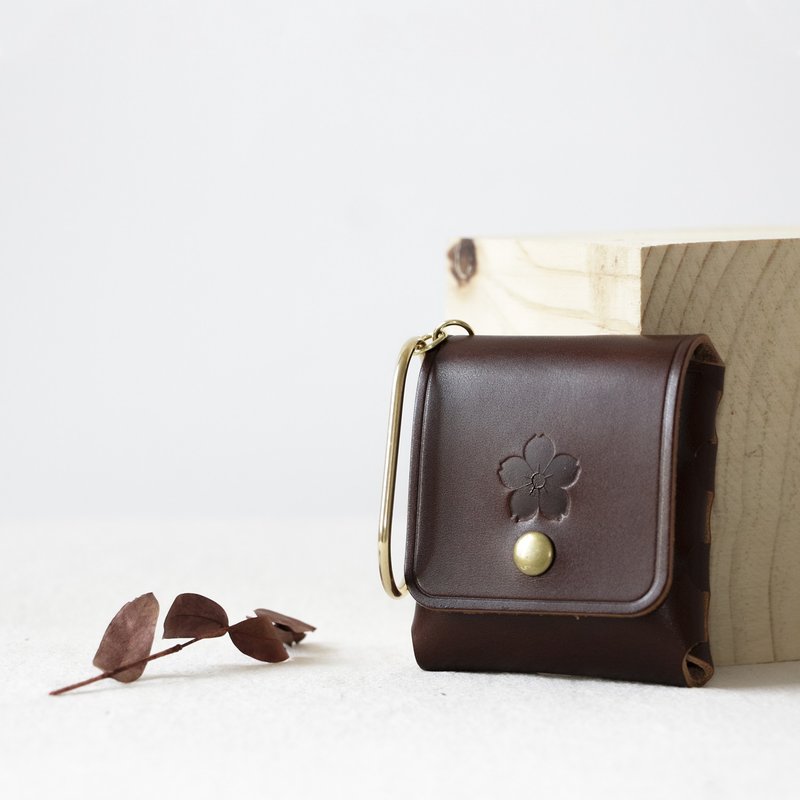 Cowhide accessory case coin case accessory case coffee color - กระเป๋าใส่เหรียญ - หนังแท้ หลากหลายสี