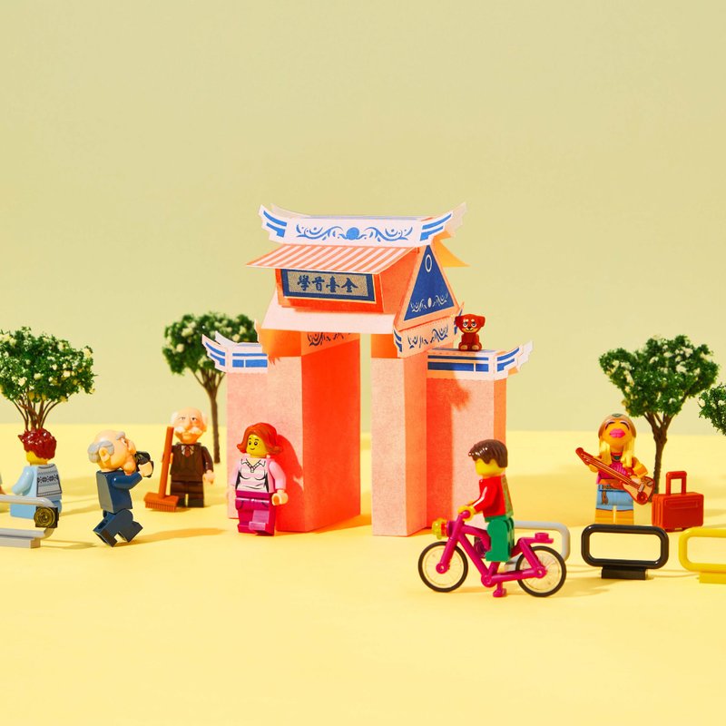 掌の中の全台首学 ペーパーモデル 台南史跡 孔版印刷 RISOGRAPHY - はがき・メッセージカード - 紙 レッド