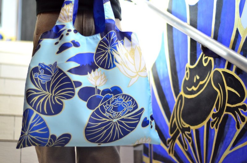 Eco Bag - Happiness Frogs - Messenger Bags & Sling Bags - Polyester Blue