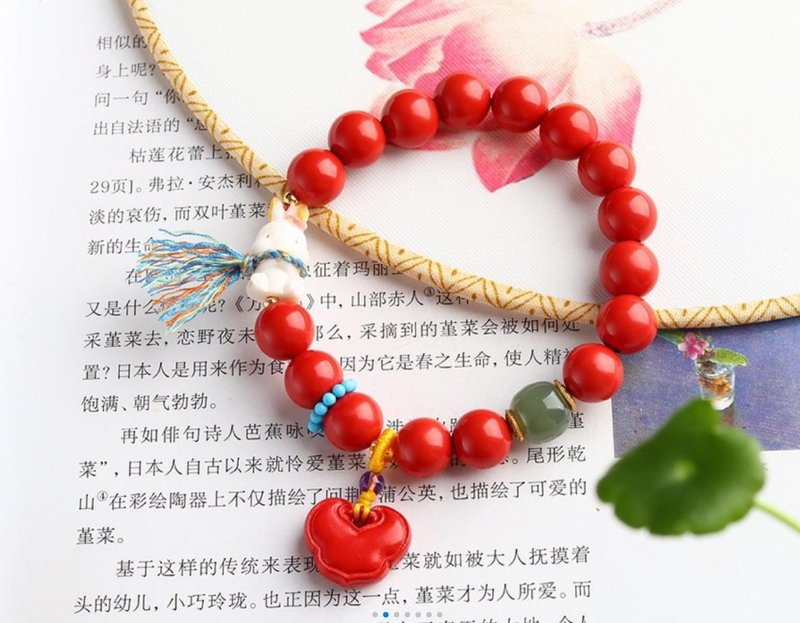 Natural ore cinnabar boutique red sand bracelet Seiko boutique original cinnabar content as high as 95 or more - Bracelets - Gemstone 