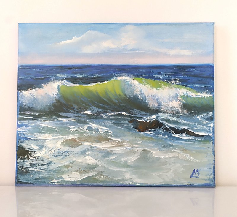 Seacoast Oil Painting Beach Painting Sea Storm Painting Summer Wave Wall Art - Wall Décor - Cotton & Hemp 