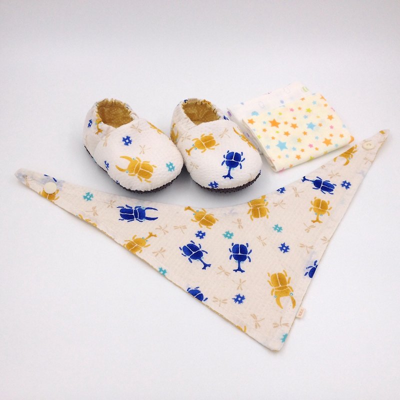 ユニコーンの妖精 -  Miyue赤ちゃんのギフトボックス（幼児靴/ベビーシューズ/ベビーシューズ+ 2ハンカチ+スカーフ） - 出産祝い用贈物 - コットン・麻 ホワイト
