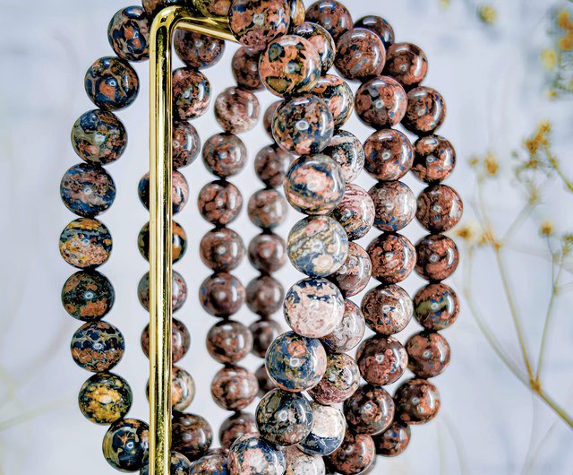 ヒョウ柄石】天然ヒョウ柄ジャスパーメノウ水晶ブレスレット