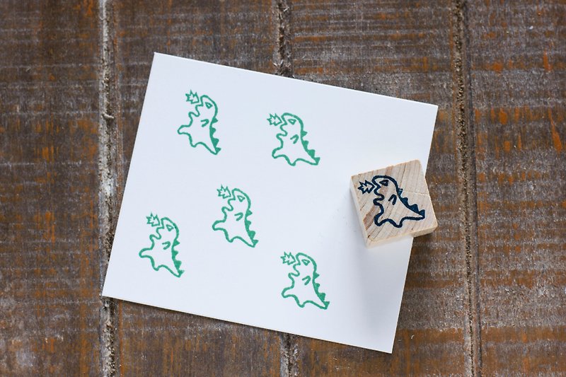Hand carved rubber seal angry little dinosaur seal stationery - Stamps & Stamp Pads - Rubber White