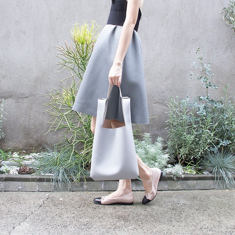 YUNSUO-original design-light gray square bag Morandi color PU shoulder bag - Messenger Bags & Sling Bags - Genuine Leather Pink