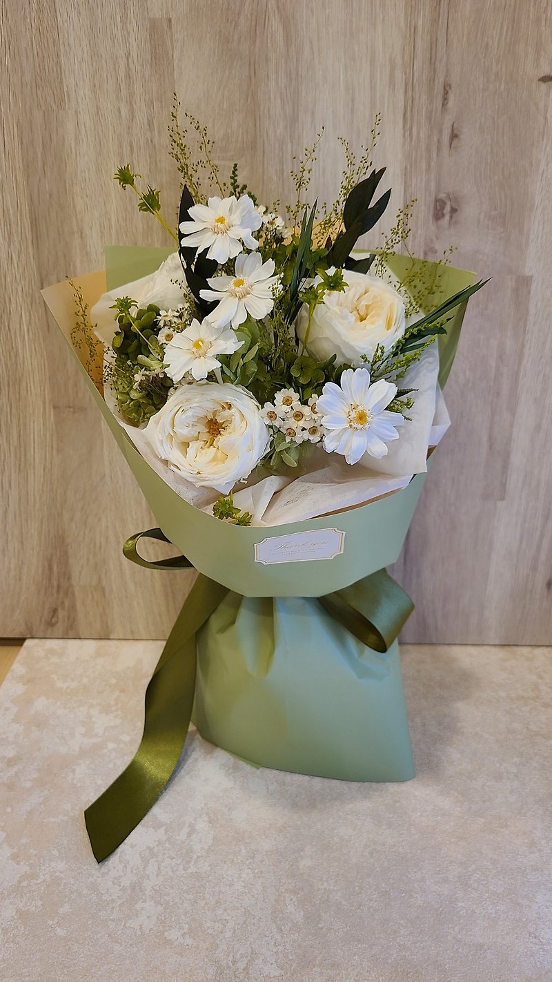 Green Grass Style - Eternal Flower European Cylinder Bouquet Packaging Valentine's Day Teacher's Day Gift - Dried Flowers & Bouquets - Plants & Flowers White
