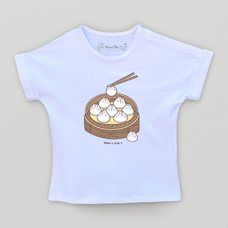 Kid-Mochi Rabbit Xiao Long Bao Kids T-shirt (White) - Tops & T-Shirts - Cotton & Hemp White