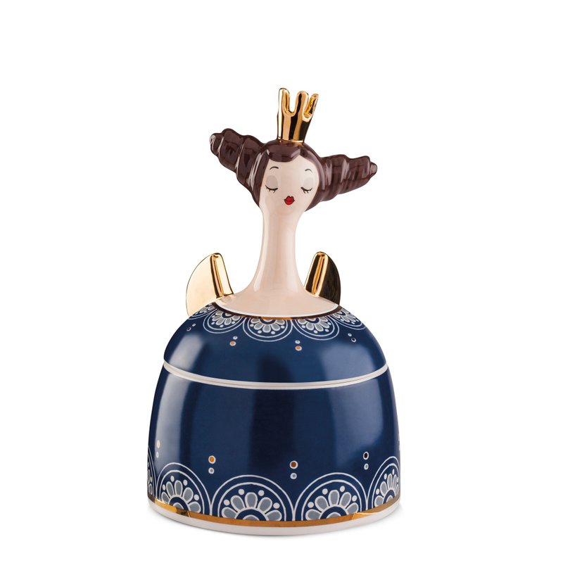 Italy EGAN- Doll Series Jewelry Box Blue Queen 13X18CM (Middle) - Storage - Pottery Blue