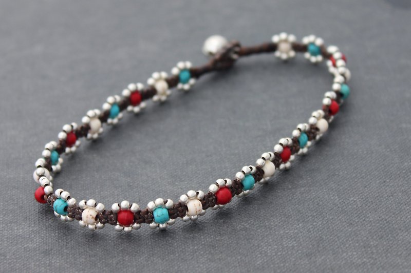 Hippy Macrame Jewelry In Bold Color Stone Silver Beaded Bracelets  - สร้อยข้อมือ - เครื่องประดับพลอย สีใส