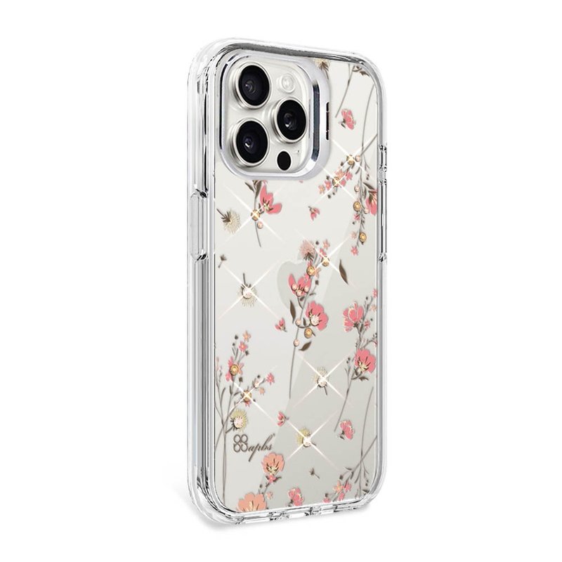 iPhone 全系列 防震雙料隱形立架水晶彩鑽手機殼-小清新-月見花 - 手機殼/手機套 - 其他材質 多色