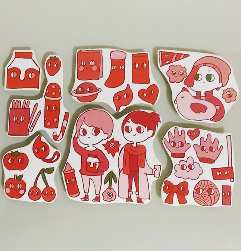 Red color ticket sticker pack - Stickers - Paper Red