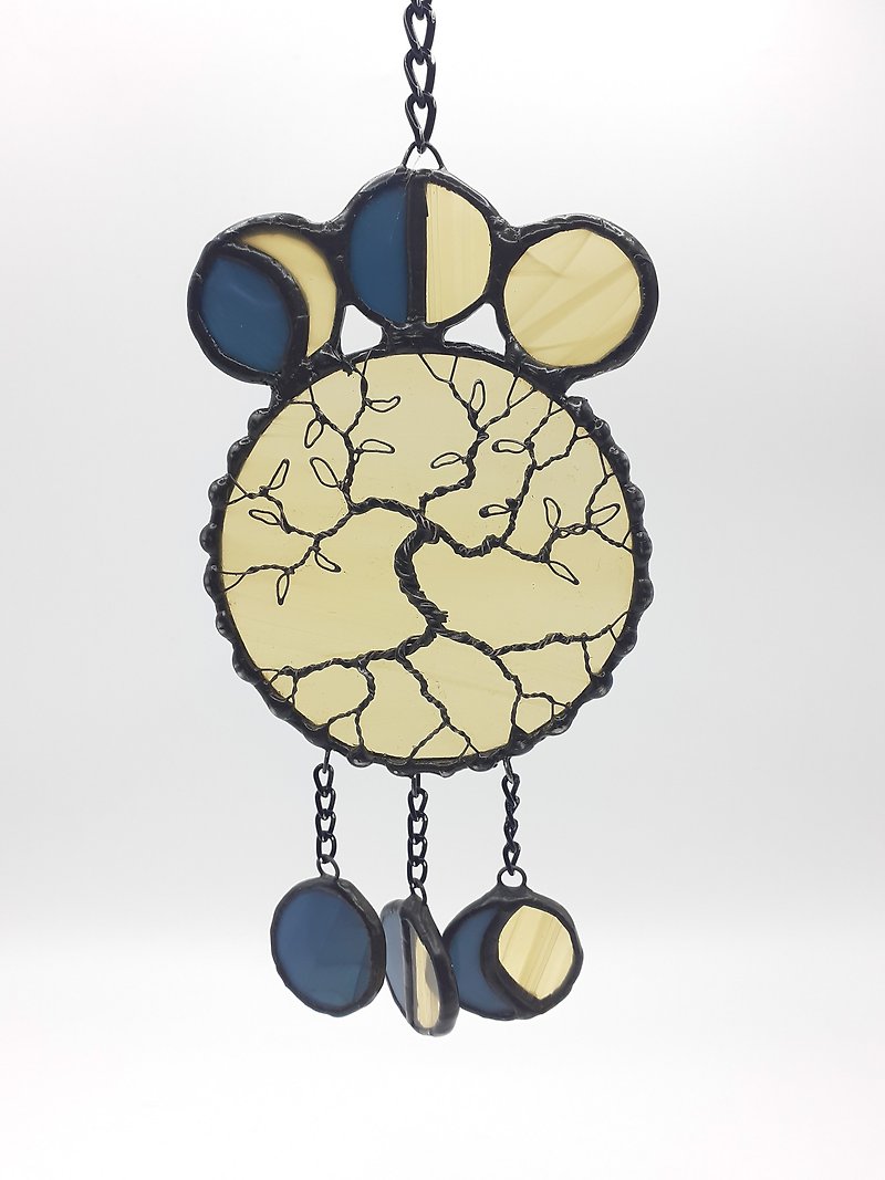 凱爾特彩色玻璃生命之樹捕夢網月相裝飾太陽捕手 - 擺飾/家飾品 - 玻璃 多色