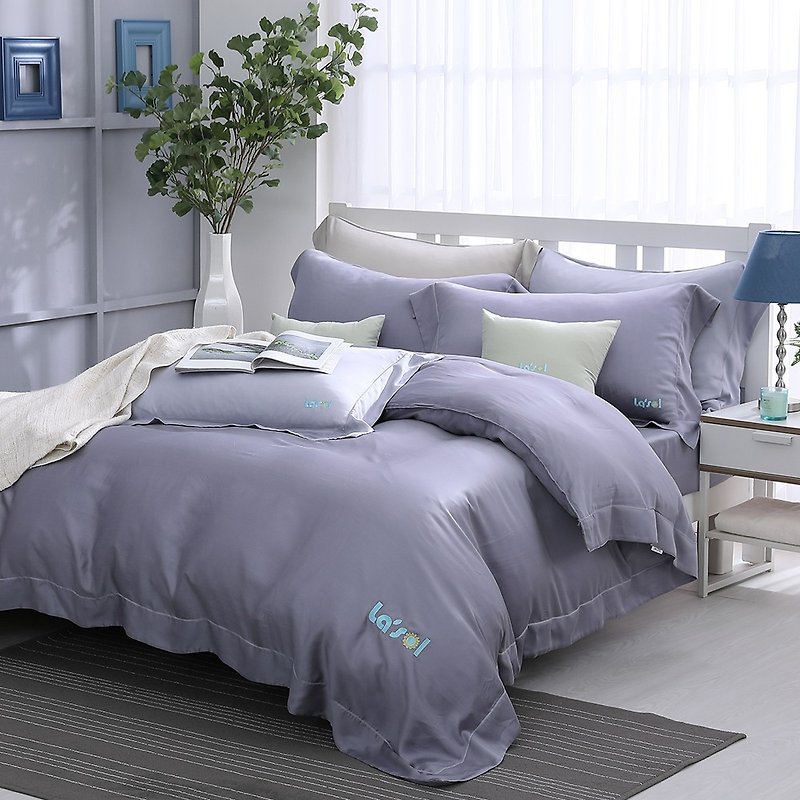 (single) Mengmeng Twilight-Solid color design models Tencel dual-use bedding package three-piece group [60 Tencel] - Bedding - Other Materials Gray