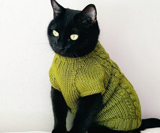 ケーブル猫のセーター スフィンクスの服 ウールの猫のセーター