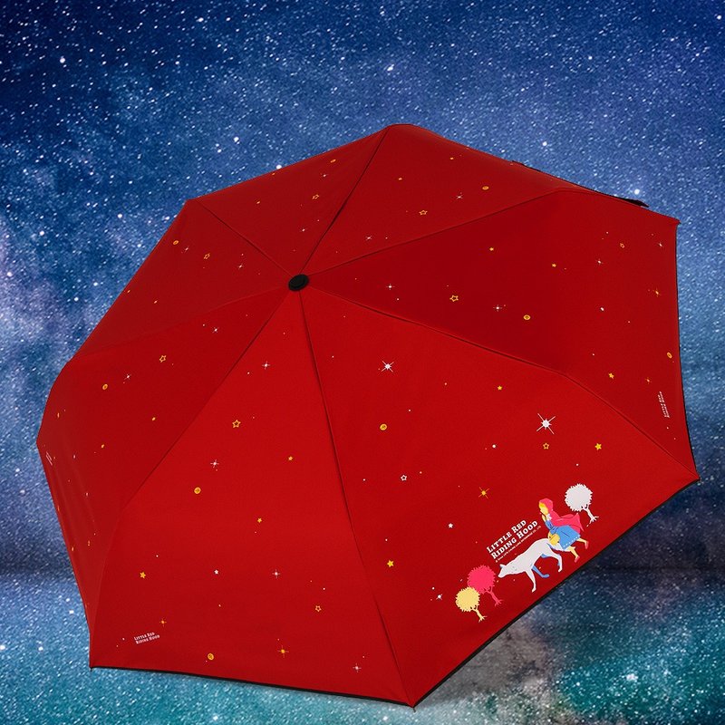 Ssangyong Brand Little Red Riding Hood Cooling 13°C Black Glue Automatic Umbrella Automatic Opening and Closing Umbrella UV-resistant Sunny Rain Umbrella (Rose Red) - Umbrellas & Rain Gear - Waterproof Material Red