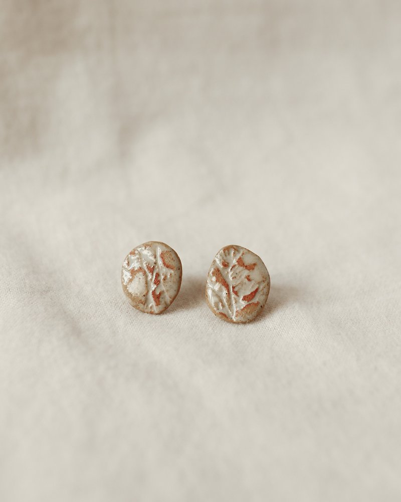 Daytime Fireworks | Type A | Silver Series | Ceramic Earrings - Earrings & Clip-ons - Pottery White