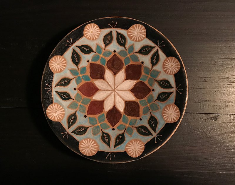 Hand painted flower design tray - Plates & Trays - Pottery 